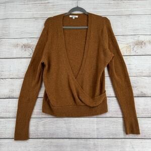 Madewell Wrap-Front Pullover Sweater in Coziest Yarn Womens Medium Hthr Harvest